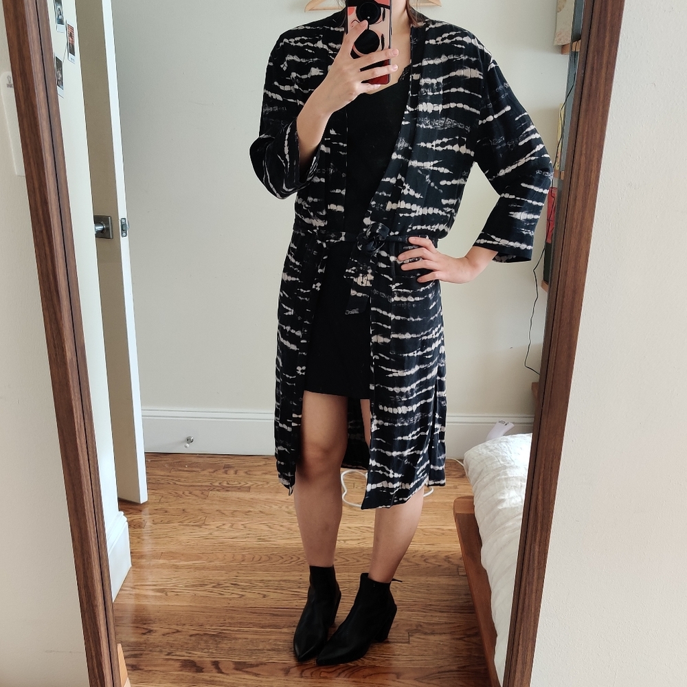 All Saints Animal Print Long Kimono Silk